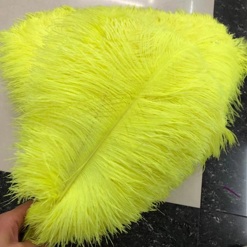 200PC/Lot 40-45CM Neon Yellow Ostrich Feathers For Wedding Centerpieces Ostrich Plumes Crafts Making Carnival Decoration Pluma