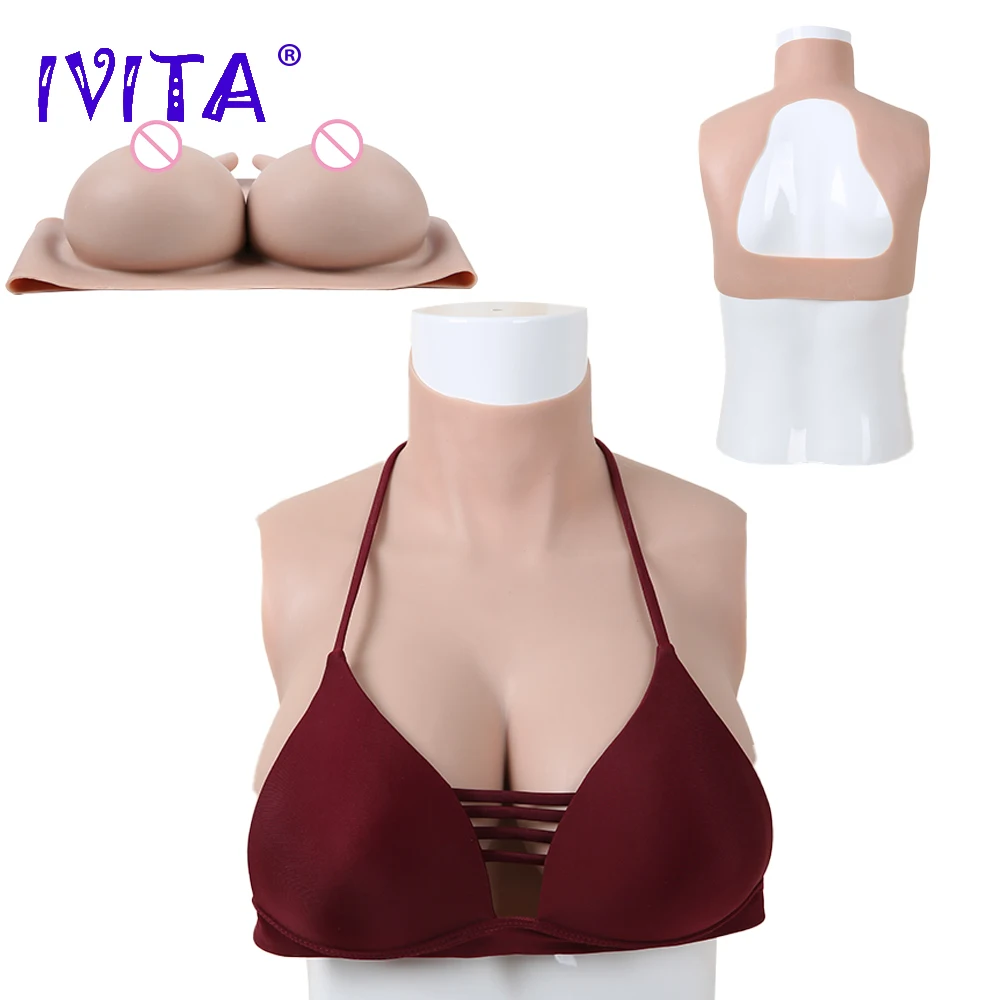 IVITA Artificial Silicone Breast Form Fake Boobs False Breast for Crossdresser Transgender Shemale Drag-Queen Enhancer Cosplay