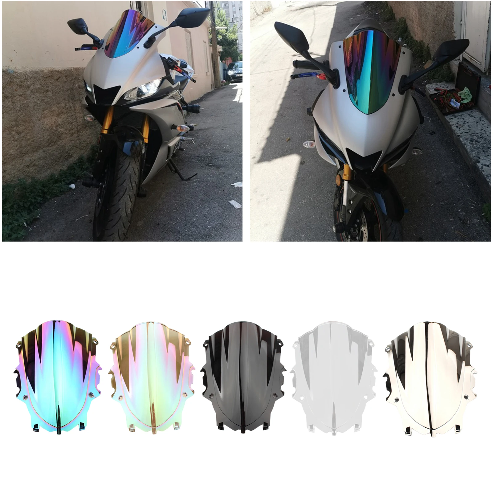 

Motorcycle Wind Shield Windscreen Wind ors for Yamaha YZF R25 R3 Front Windshield Front PC Windshield Wind Deflector