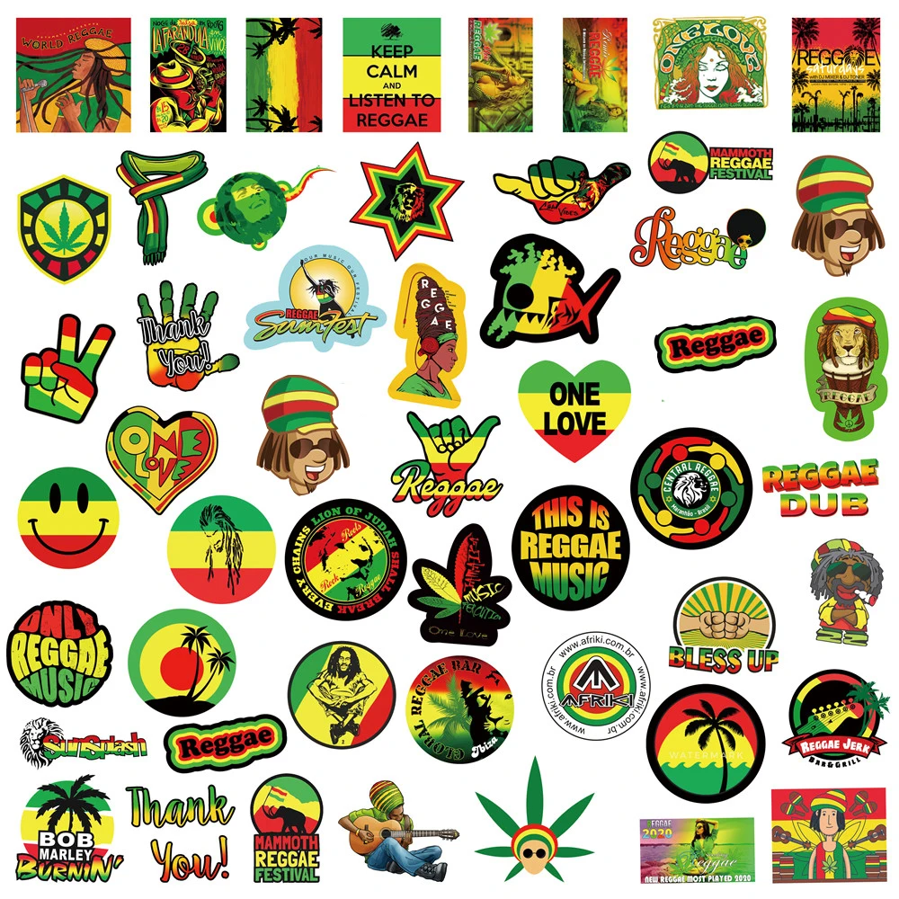 10/30/50PCS Cool REGGAE Graffiti Stickers Aesthetic Laptop Water Bottle Guitar Waterproof DIY Decal Sticker Packs Kid Toy