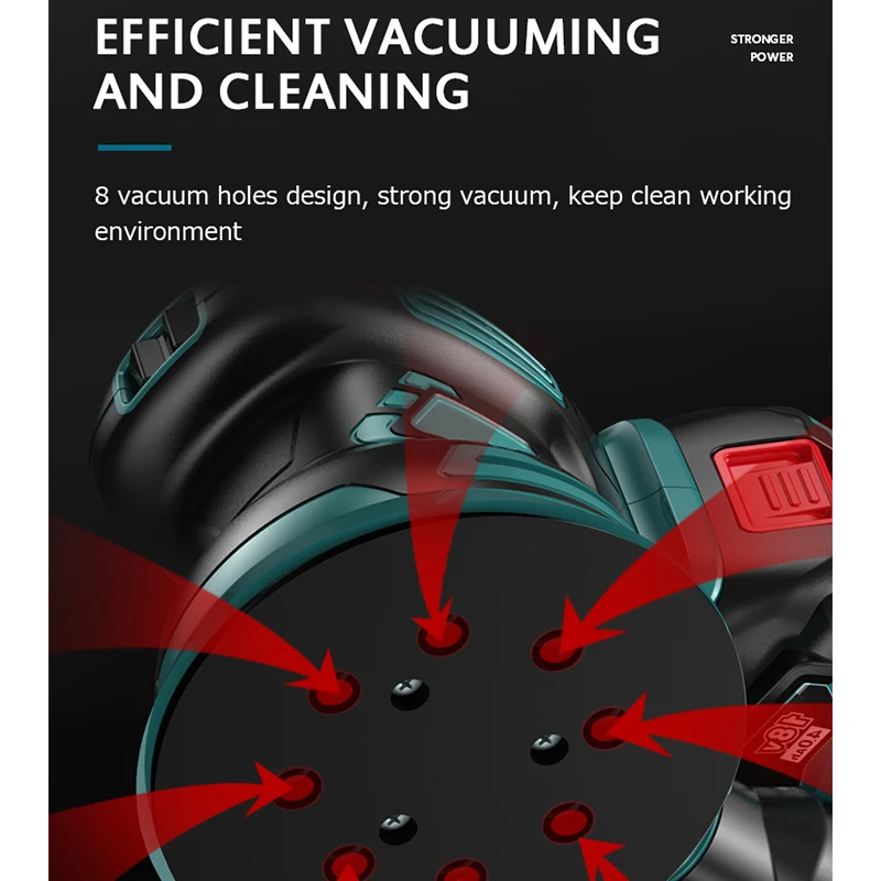 Ponceuse électrique orbitale aléatoire sans fil, machine à polir sans balais, meuleuse à bois à vitesse réglable, polisseuse sans batterie