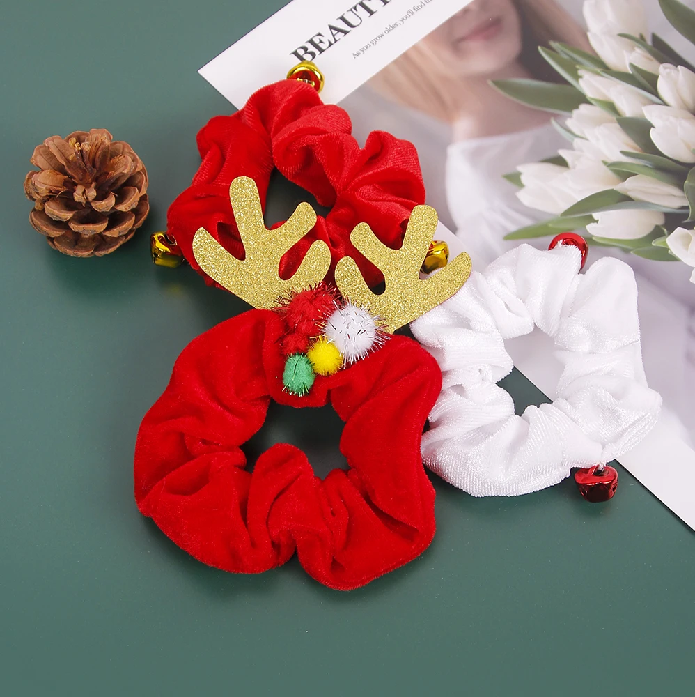 Fashion Christmas headband elastic new bells antlers headband hair rope ponytail headdress hair accessories