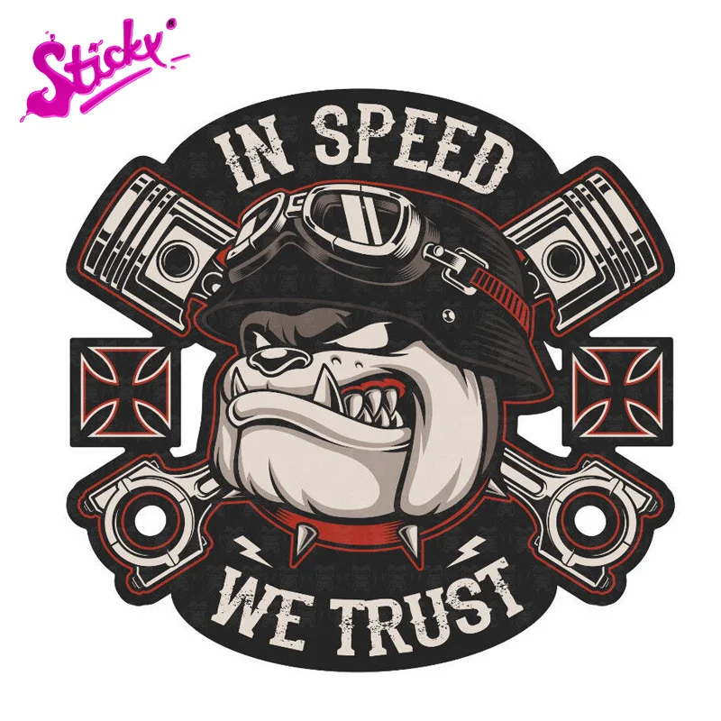 STICKY Cool Old School Biker In Speed We Trust Badge Brand Car Sticker Decal Decor Motorcycle Off-road Laptop