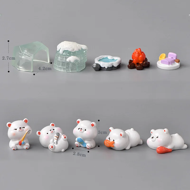 Glacier Polar Bear Ice Igloo Figurine Cartoon Animal Home Decor Miniature Garden Cake Decoration Accessories Modern Figure Gift