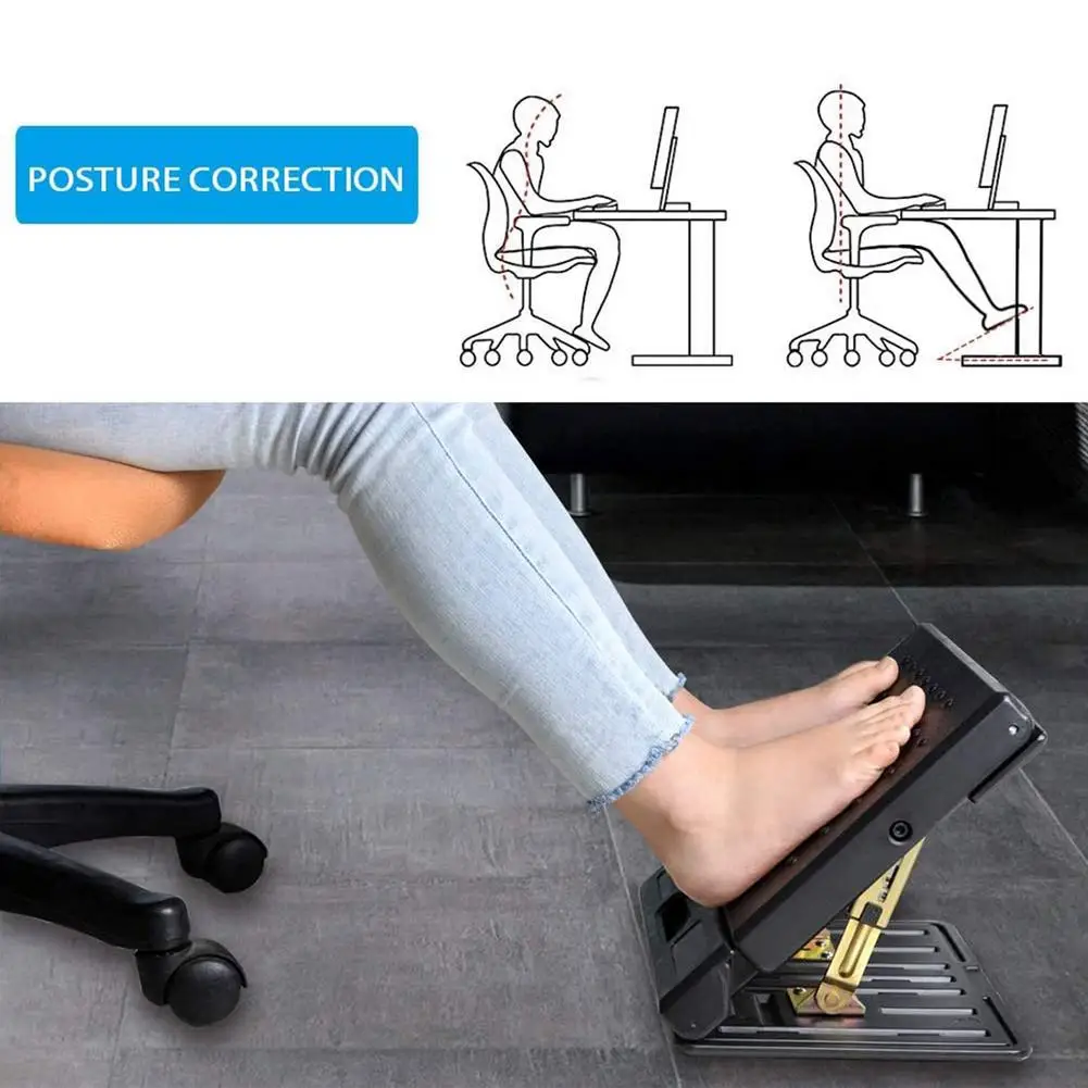 Adjustable Footrest With Removable Soft Foot Rest Pad Max-Load 120Lbs With Massaging Beads For Car Home 4-Level Height