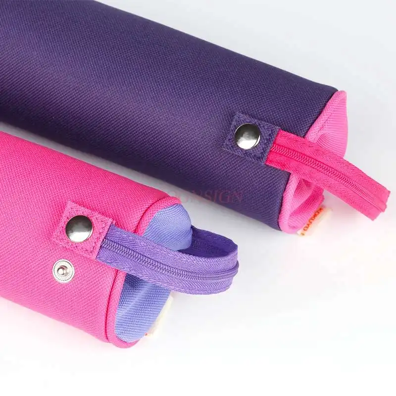 Cylinder canvas pencil bag large capacity retro storage bag primary and secondary school students stationery fresh pencil case