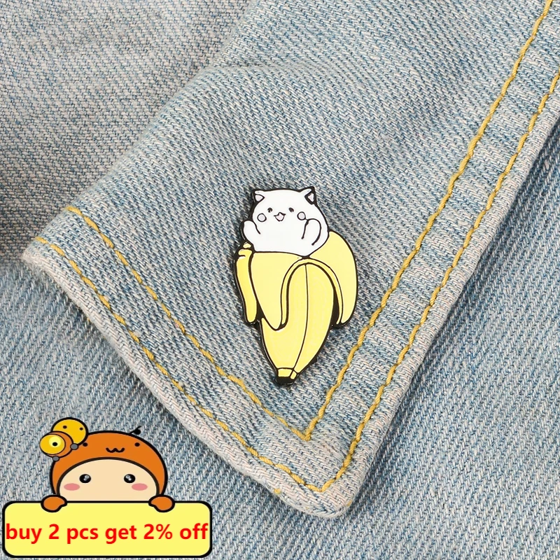 Super Cute ! Banana Cat Enamel Pins Badges Brooches Cute Animal Cat Pin Collection Gift for Cat Lover Mom Gifts Drop Shipping