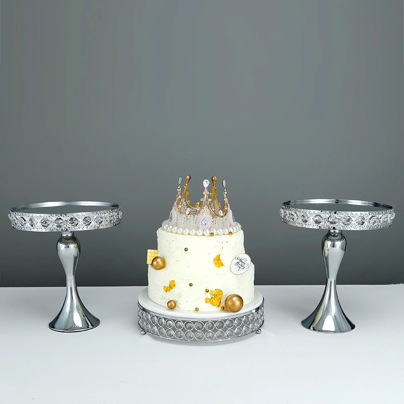 Crystal l Cake tray metal crystal Display for Pastry Wedding Birthday Party table pan