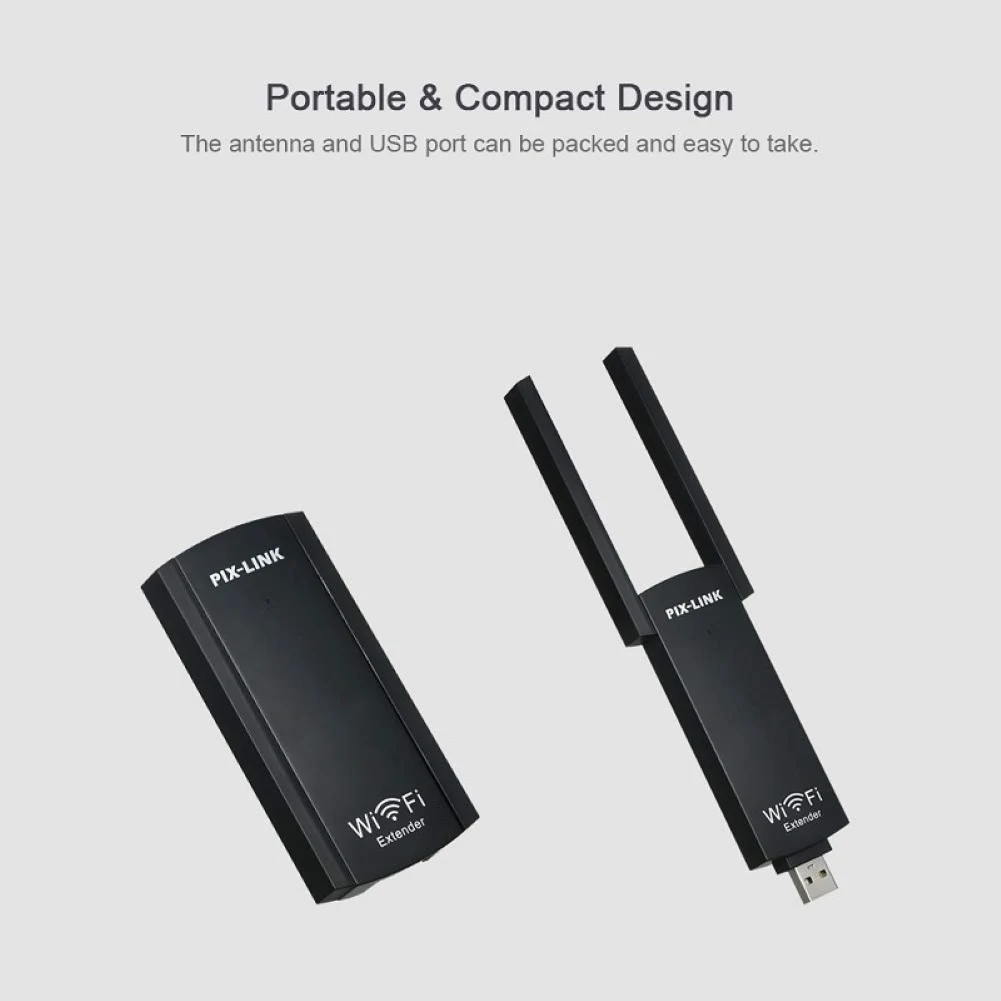 USB صغير موسع واي فاي إشارة الإنترنت الداعم مكرر لاسلكي 2.4GHz 300Mbps واي فاي المدى موسع مع هوائي مزدوج 802.11n