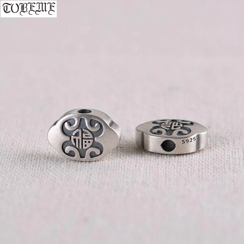 Handmade 925 Silver Beads Vintage Silver Lucky Symbol Beads Good Luck Beads DIY Jewelry Findings