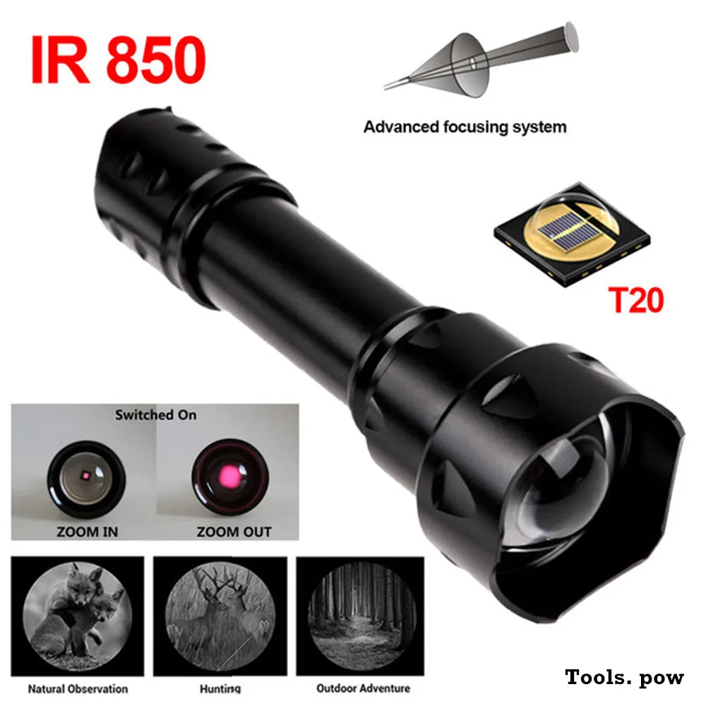 T20 5W IR Flashlight 850nm/940nm Zoomable Night Vision Torch LED Infrared Flashlight for Hunting,Trainning Tactical Flashlight