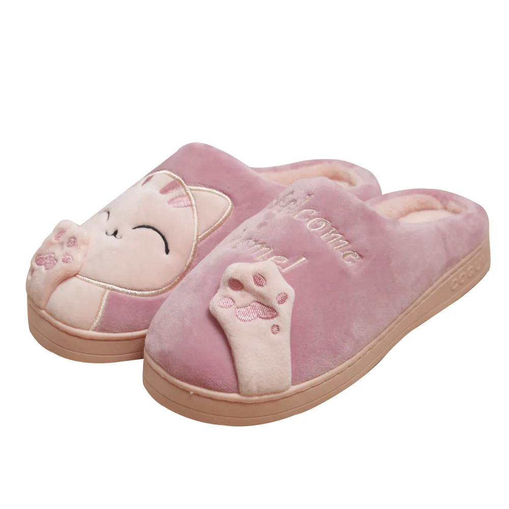 Dropshipping Women Winter Home Slippers Cartoon Cat Shoes Soft Winter Warm House Slippers Indoor Bedroom Lovers Couples YYJ220