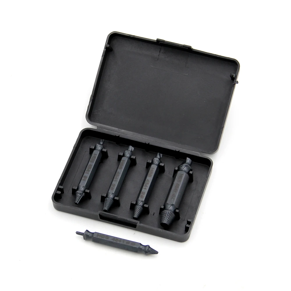 5Pcs 4341 0-4# HSS Double Side Damaged Nitrided Stud Broken Head Screw Extractor Remover Kit Set