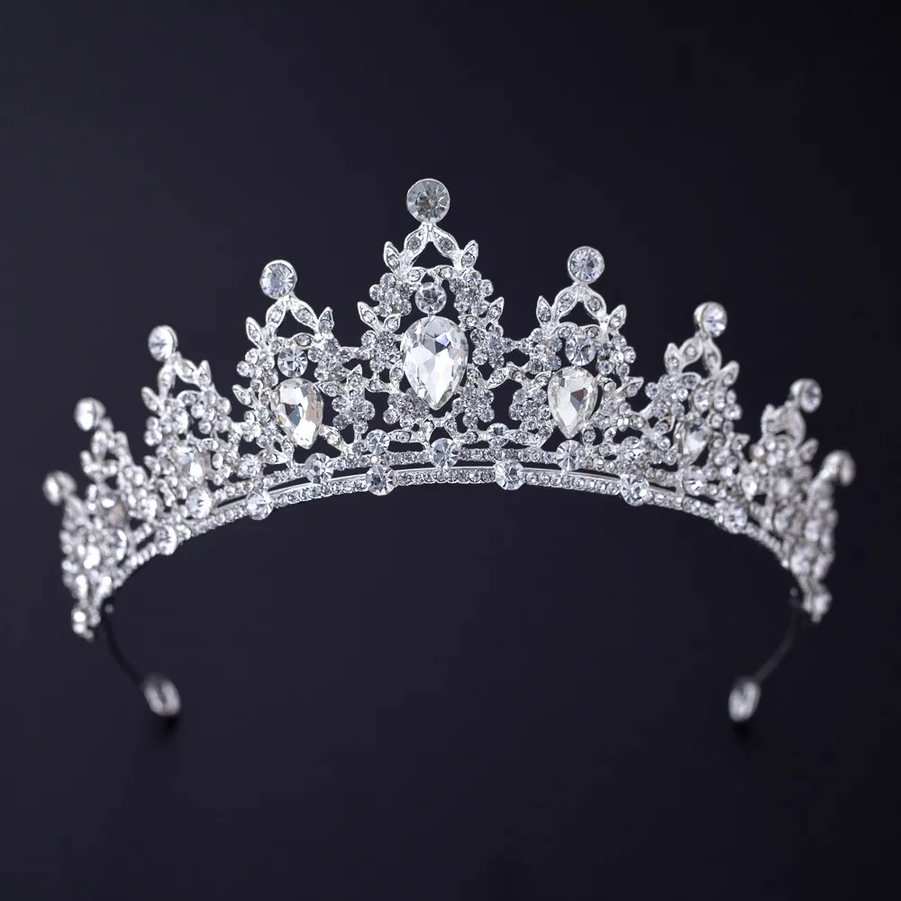 Silver Color Crowns and Tiaras Hair Accessories For Women Wedding Accessories Crown For Bridal Crystal Rhinestone Diadema Tiara