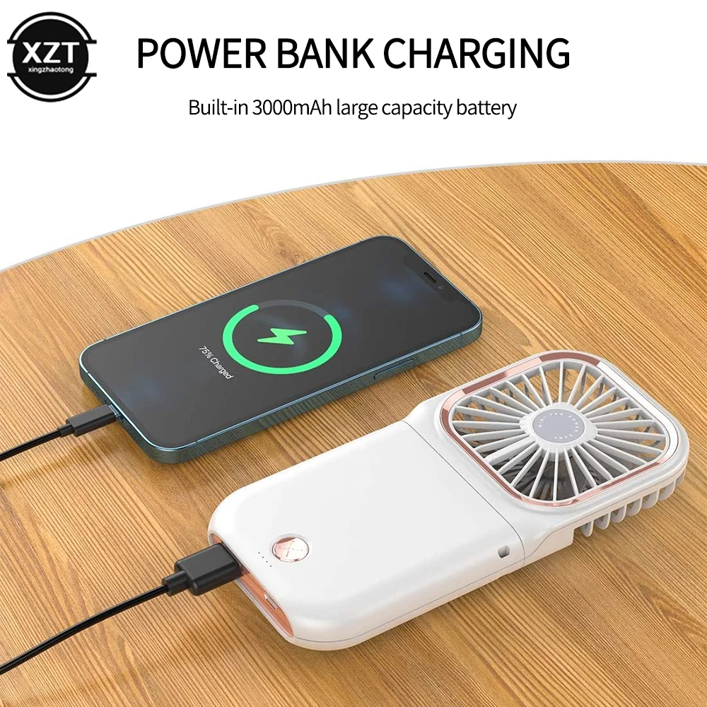 

Hanging Neck Fans Mini Portable Neckband Cooler USB Rechargeable Power Bank Handheld Electric Air Cooling Folding Ventilator Fan