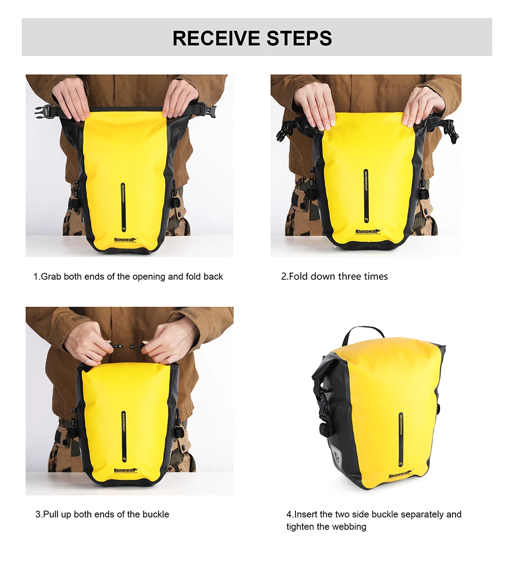 Rhinowalk Fahrradtasche, 7 l, erweitern, 10 l, wasserdicht, Fahrradtasche, Gepäckträger, Kofferraumtasche, MTB, Rennrad, Radfahren, Umhängetasche, Zubehör – Detail 16
