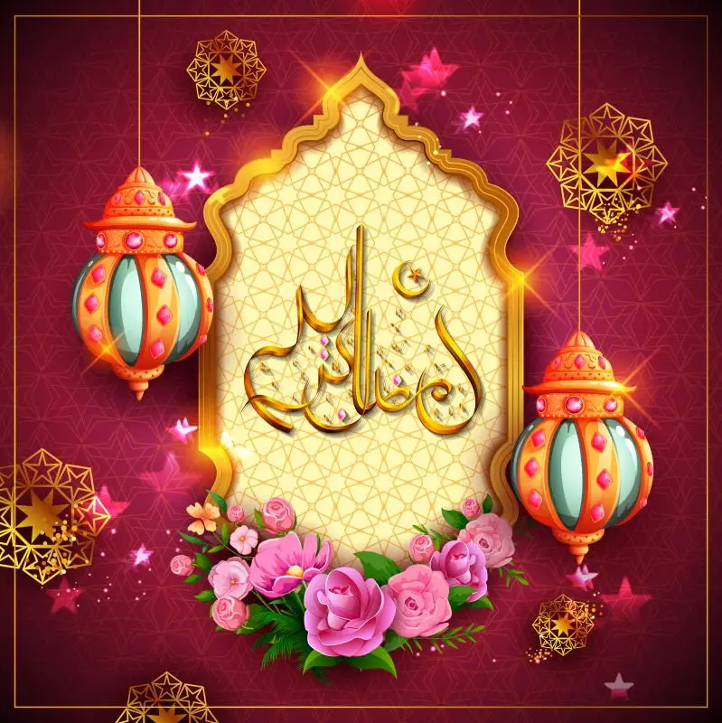 Laeacco-Cenário Glitters para Photo Studio, Eid Mubarak, Ramadan, Kareem, Fotografia Fundos, Mesquita e Câmara, Props Foto