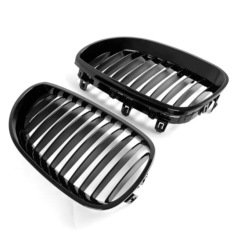 E60 Grill z przodu nerka Sport kratki kaptur maskownica do BMW E60 E61 serii 5 M5 525I 525Xi 528I 528Xi 530I 530Xi 2003-2009 (połysk Bla