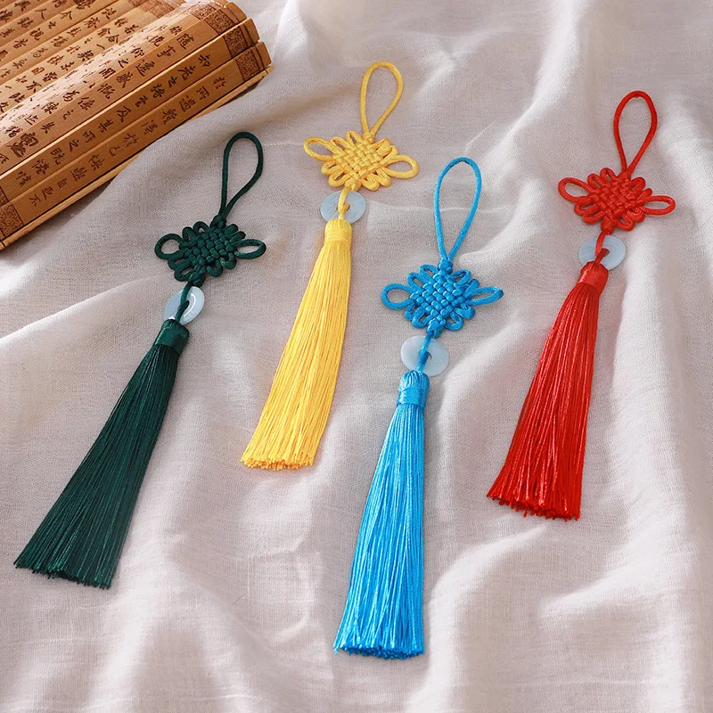 5Pcs Retro Chinese Knot Imitation Jade Tassels Fringe DIY Craft Knit Trim Jewelry Sachet Curtain Car Hang Gift Decor Accessories