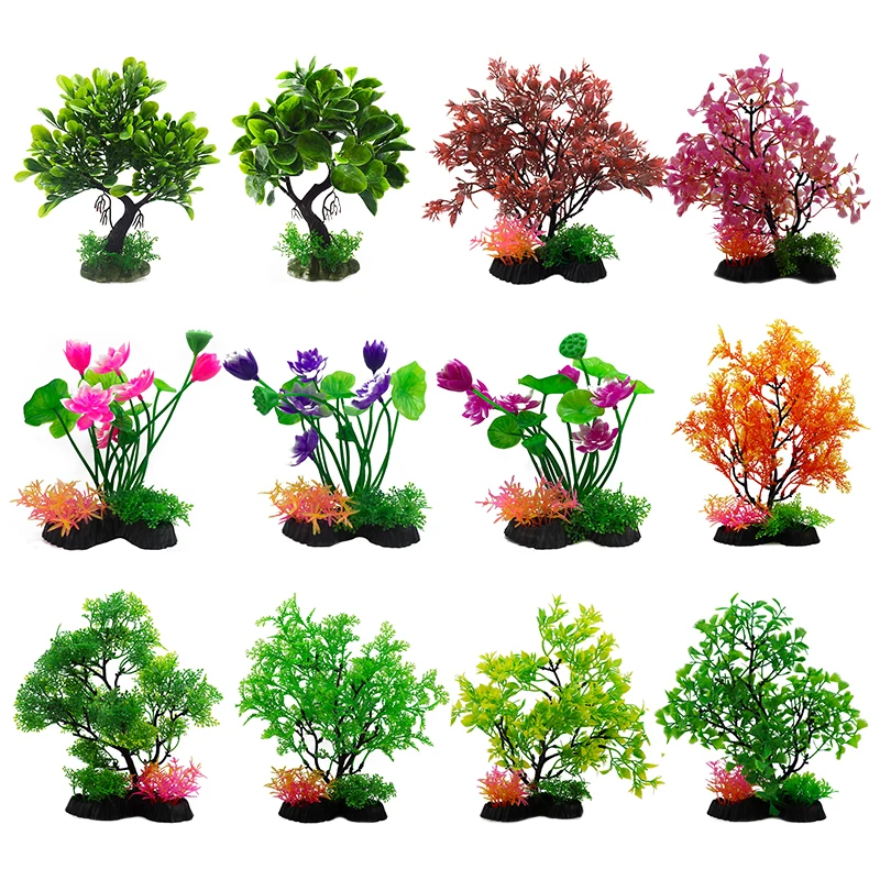 20-25CM High Underwater Artificial Aquatic Plant Ornaments Aquarium Fish Tank Green Water Grass Flower Weed Landscape Decoration