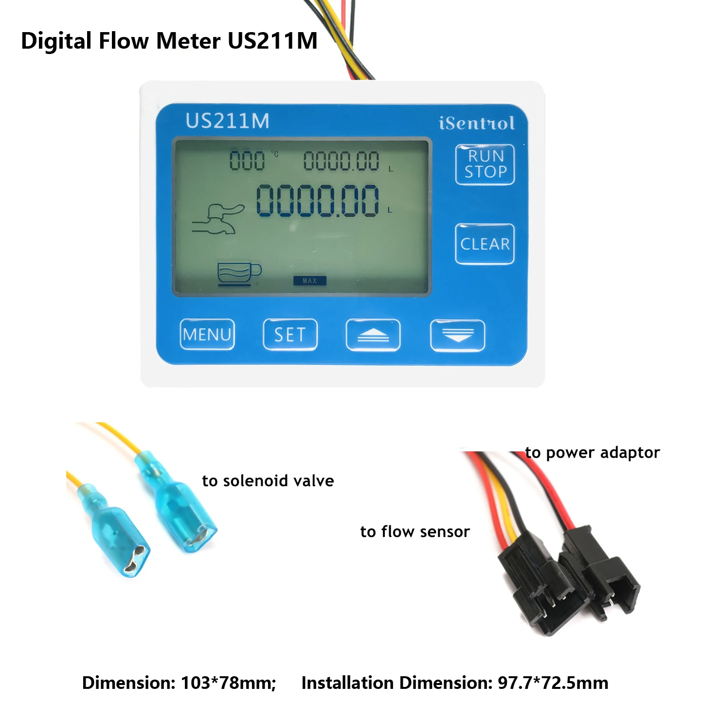 US211M Digital Flow Meter and YF-B3 BSP G1/2" Hall flow sensor Turbine 1-25L/min Turbine Flow Meter Water Flow Sensor iSentrol
