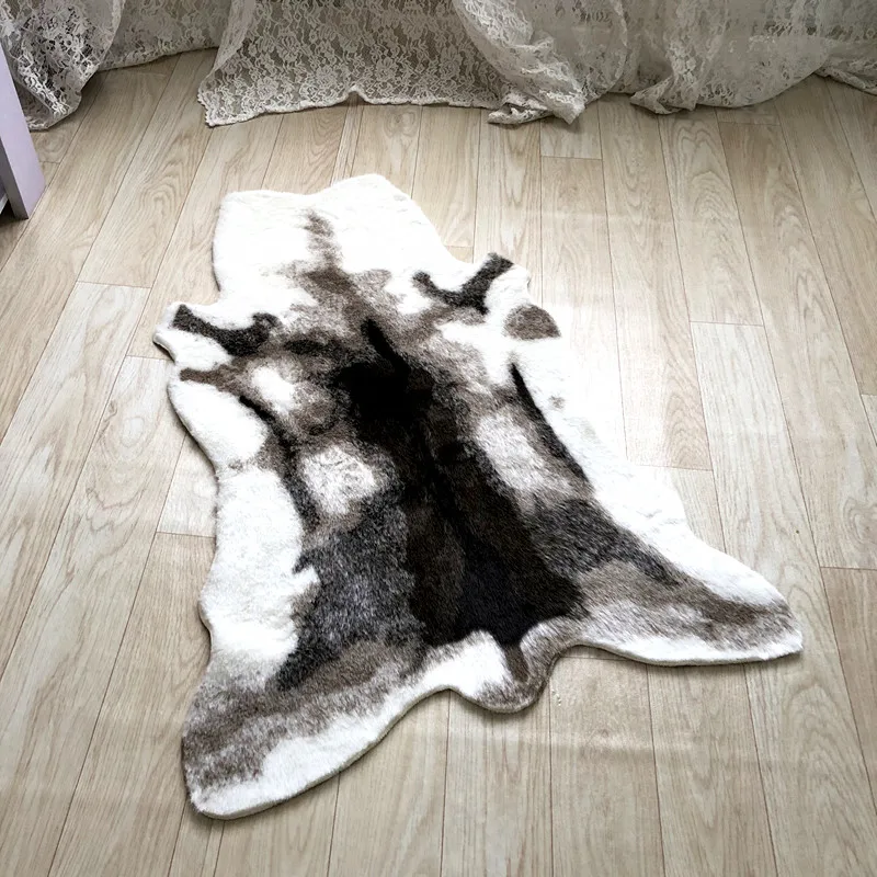 

New Sika Deer Faux Leather Rugs Imitation Animal Skin Natural Leather Carpets Floor Mat Carpet Home Decor