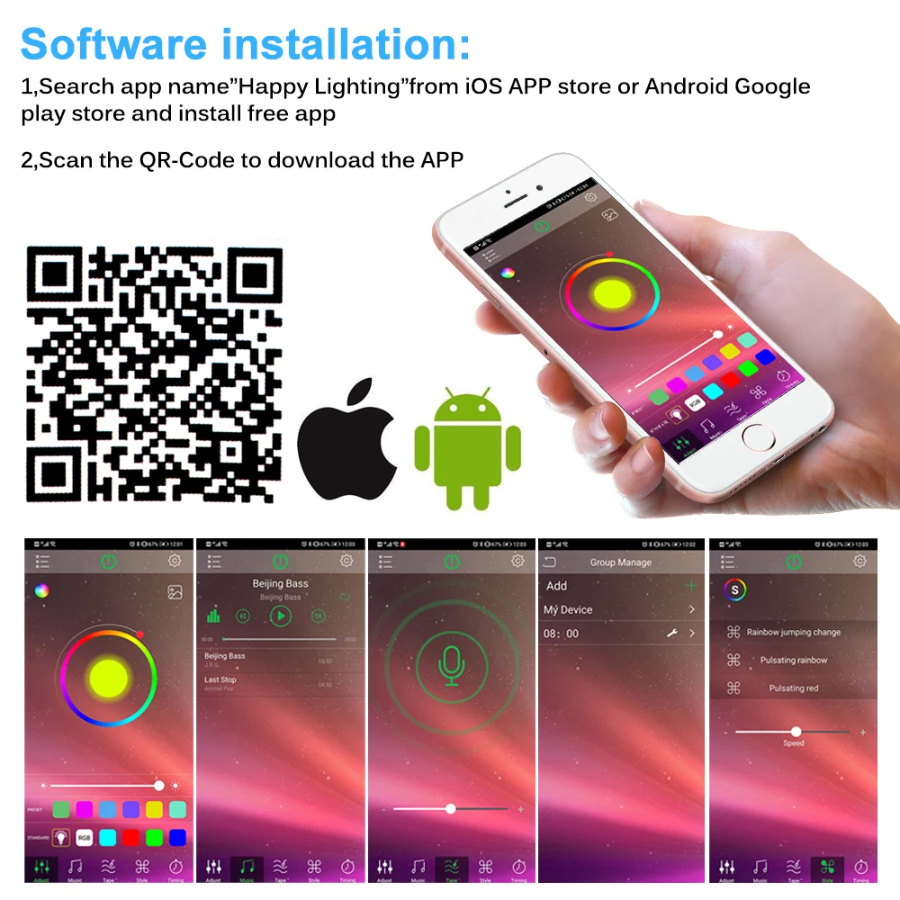 RGB Led Controller DC5-24V Bluetooth Music Control 40 Keys 16 Million Colors with Timer Mode for 5050 2835 Strip