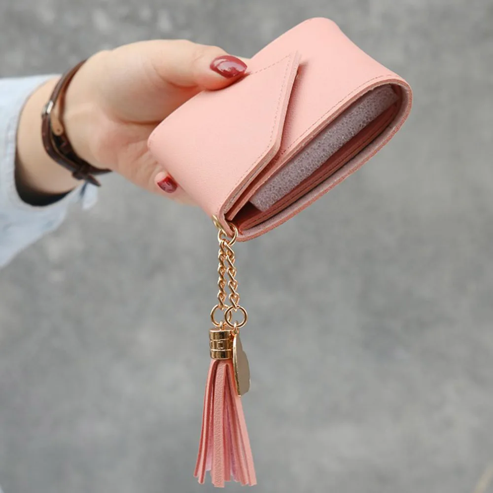 2024 Short Women Wallets Free Name Customized Fashion Mini Cute Quality Female Wallet Card Holder Tassel Pendant Women\'s Purse