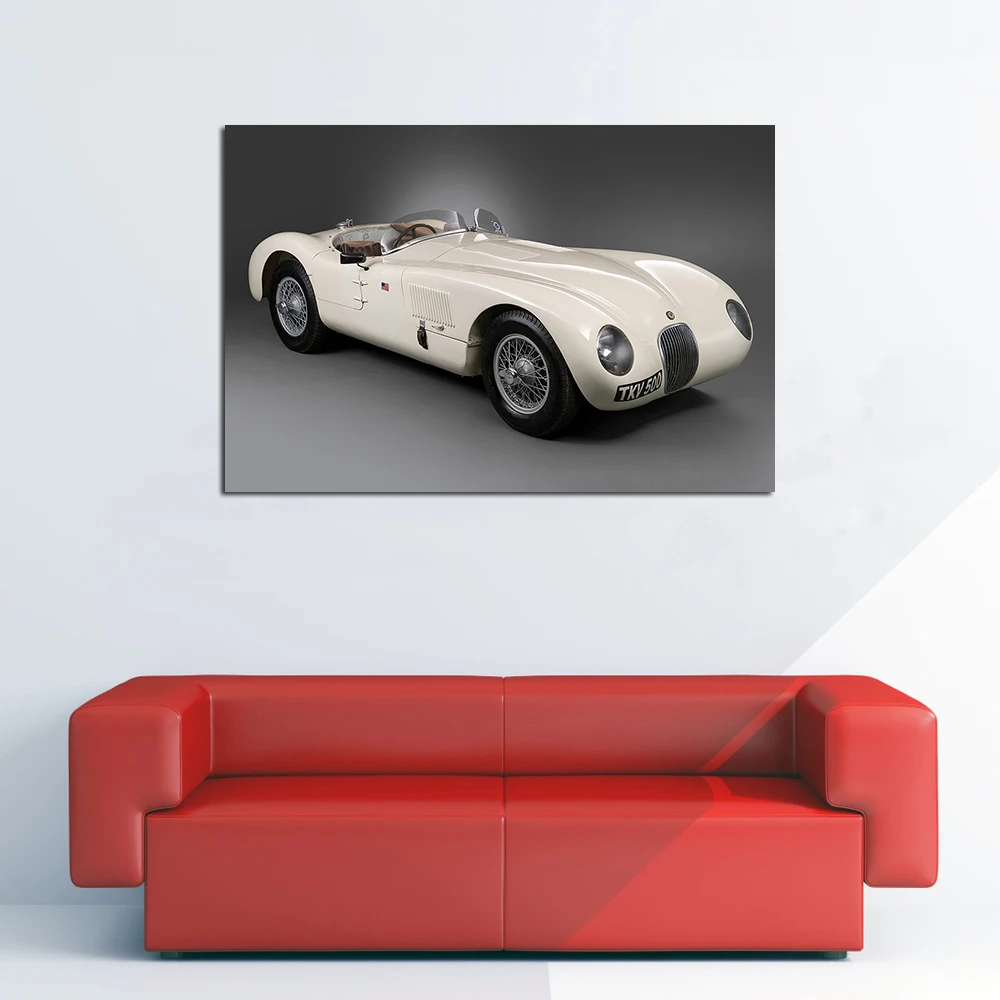 1952 Jaguar C-Type Vintage Car Posters Prints Wall Art DIY Framed Canvas Paintings For Home Decor