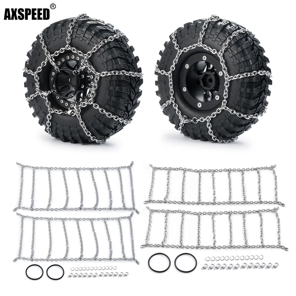 AXSPEED 2 sztuk Metal 105/114/120/130mm opony łańcuchy śnieżne dla 1/10 samochód zdalnie sterowany RC TRX-4 TRX4 Axial SCX10 90046 D90