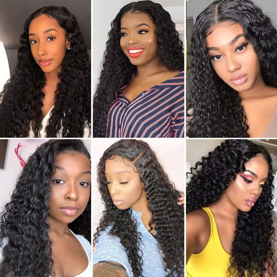 Peruca de cabelo encaracolado para mulheres negras, peruca lace frontal com cabelo cacheado profundo, parte superior marrom, renda suíça, volume total, pré-selecionado com cabelo de bebê