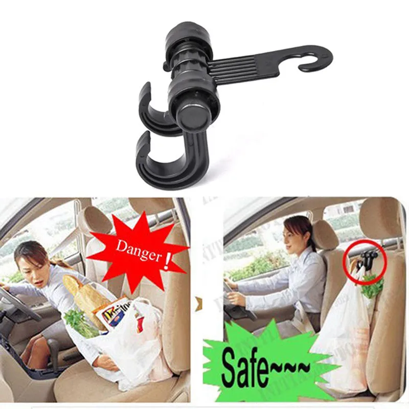 Creative 2 hook Double Vehicle Car Seat Hangers Headrest Bag Hook Organizer