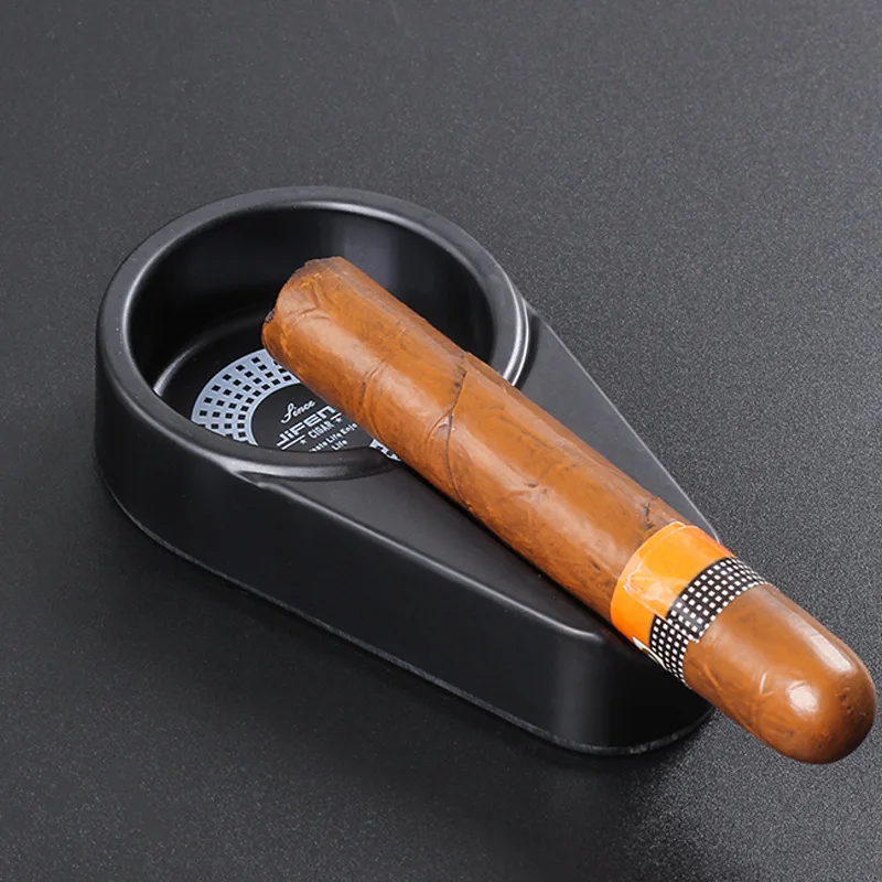 1pcs Cigar Gadgets Ceramic Melamine Ashtray Single Cigar Holder Round Ash Slot Tobacco Cigarette Ashtray Gift Box