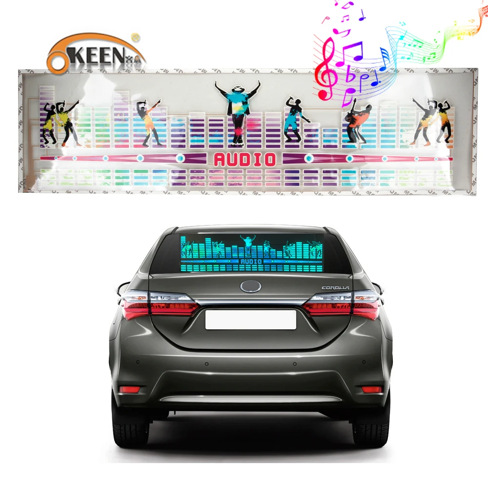 Car LED Equalizer Music Rhythm Flash Light Sound Activated Sensor Rear Windshield Sticker Styling Neon Lamp 90*25cm