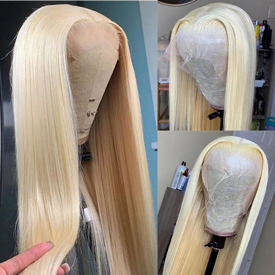 Hoho-Perruque Lace Front Wig Remy Brésilienne Naturelle, Cheveux Lisses, Blond 613, 13x4, Sophia, 26 28 Pouces, 150%