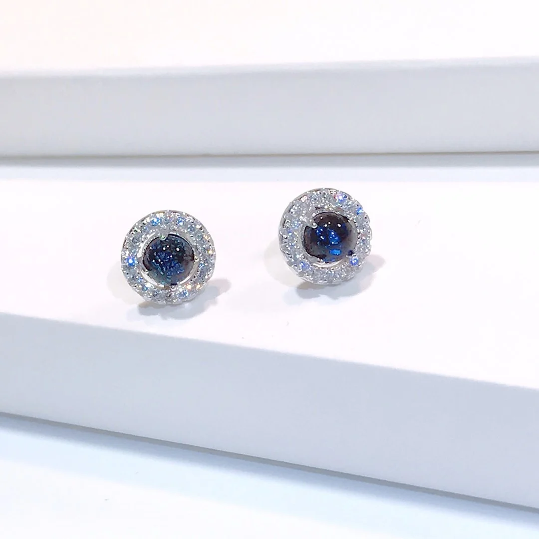 

Shine 925 Sterling Silver Exquisite Stud Earring For Women Noble Jewelry Zircon & Sapphire Fashion Gemstone To Lover To Yourself