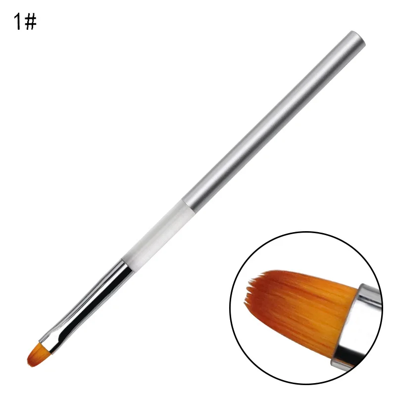 3Pcs/set Metal Handle Nail Art Painting Drawing UV Gel Extension Brush Manicure French Tips Round Flat Head Set Pen