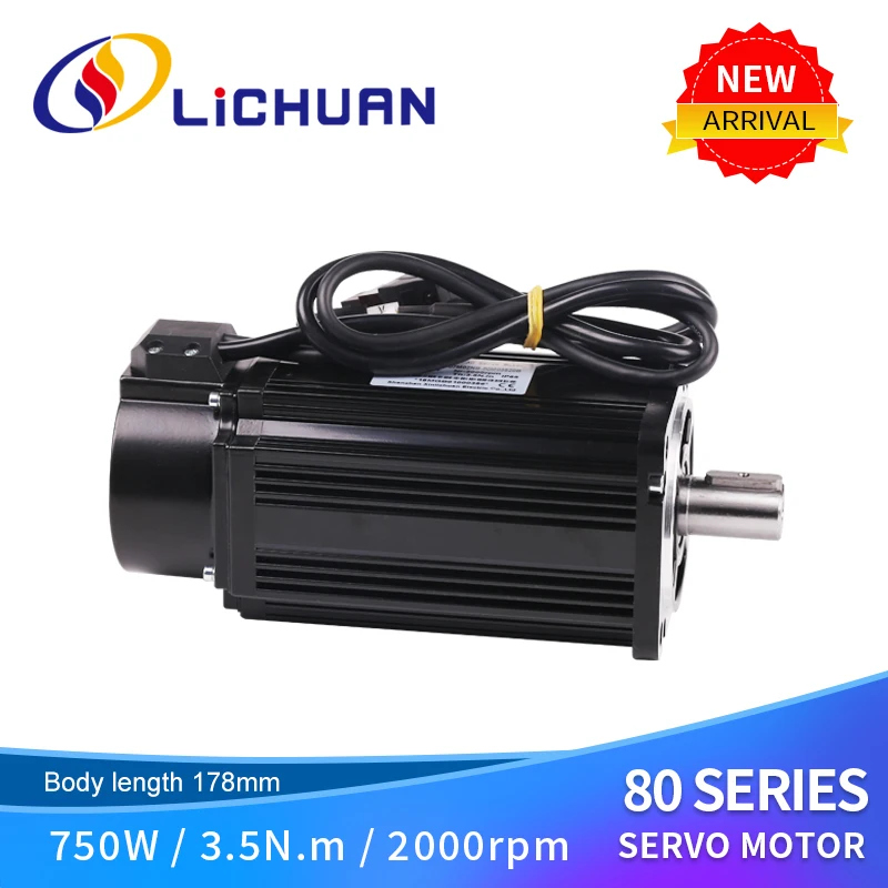 Lichuan 220v Single Phase Or 3 Phase Nema34 LCMT-07M02-80M03520 750W 2000RPM 3.5N.M AC Servo Motor