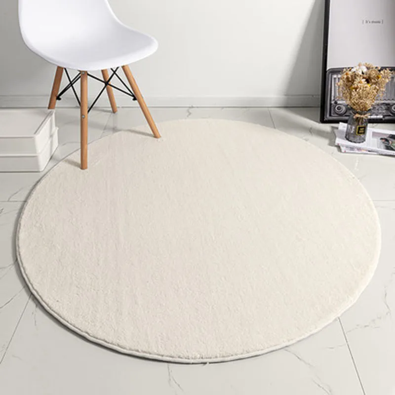 

Round Carpets 카페트 Simple White Sofa Floor Mats Bedroom Bedside Living Room Solid Color Home Computer Chair Rug коврик для ванной