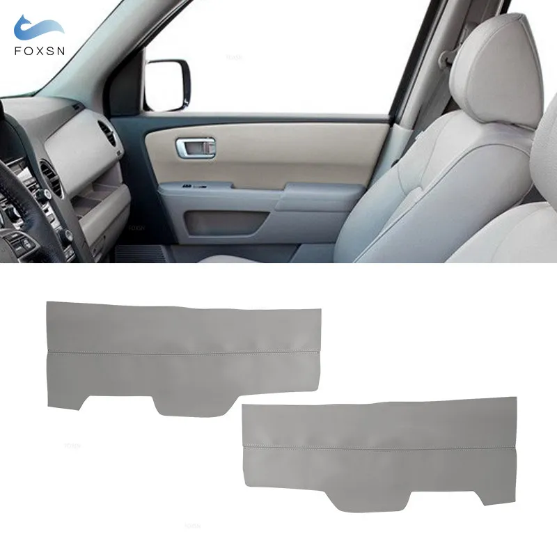 

For Honda Pilot 2009 2010 2011 2012 2013 2014 2015 2pcs Gray Car Microfiber Leather Front Door Armrest Panel Cover Sticker Trim