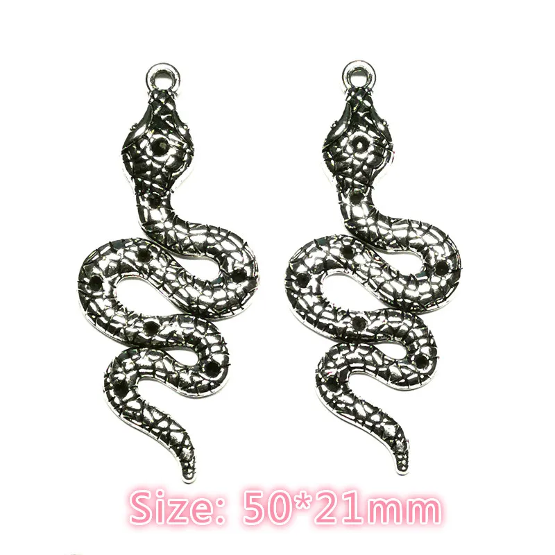 2pcs snake boa Python Charms Antique pendants Handmade earring bracelet  necklace Jewelry Making DIY Supplies 50*21mm