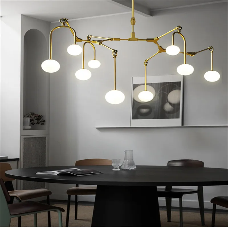 Lampadario dorato cucina Bar sala da pranzo salone a Led lampadario ragno molecola sfera di vetro ramo di un albero lampadario lampade