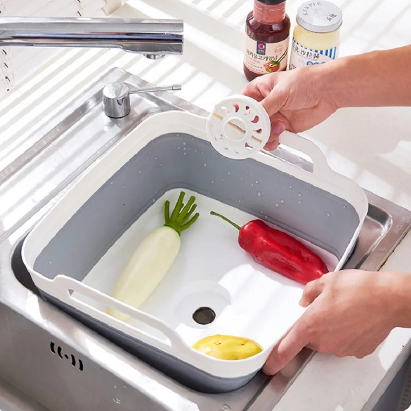 

Plastic wash Vegetable Fruit basket Foldable storage basket Portable laundry basket Kitchen Cleaning Tools bathroom Accessories