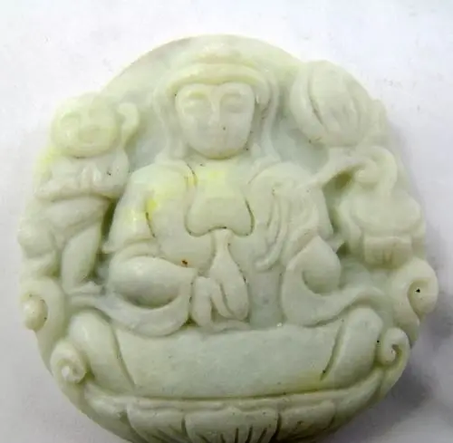 Lantian Chalcedony Heaven-Sent Son Kwan-Yin Amulet Pendant NO. 328