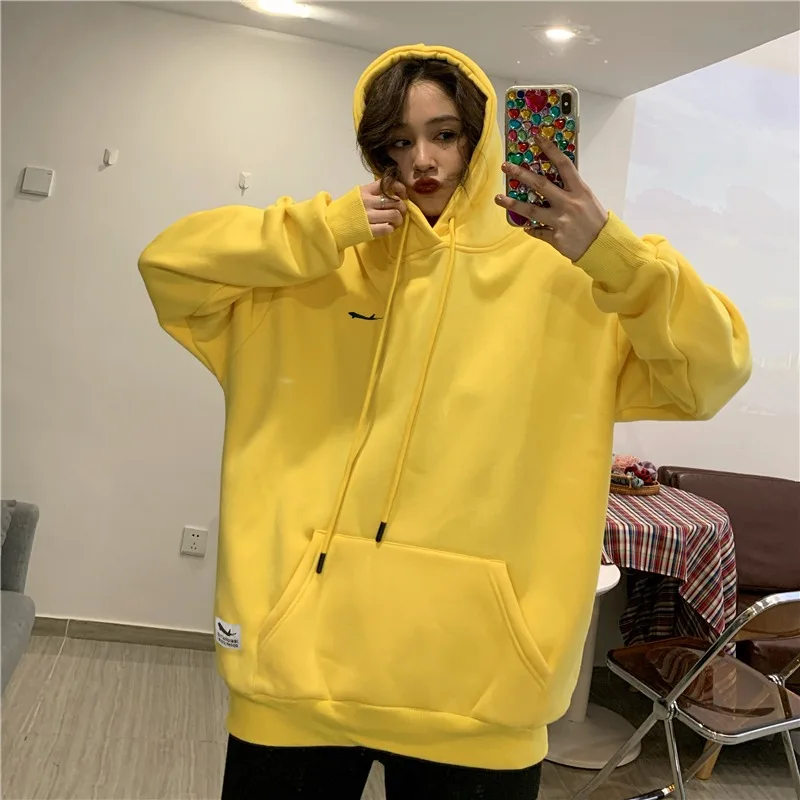 Spring Casual Loose Boyfriend Fluorescent Green Hoodies Women 2021 Hoodies Neon Green Print Jackets Long Pullovers Streetwear