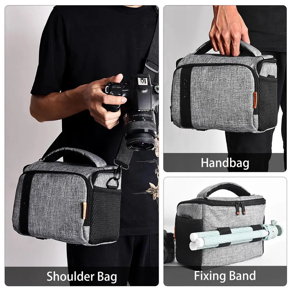 DOMISO Borsa Per Fotocamera DSLR Di Grande Capacità – Impermeabile, Imbottita, Con Tasche Multiple E Gancio Per Treppiede