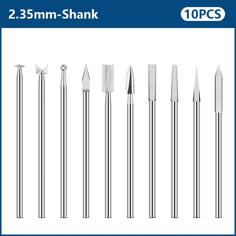 XCAN-broca para grabado en madera, cortador de fresado de 2,35mm, herramientas de perforación para carpintería, brocas para tallar cuchillos, 10 Uds.