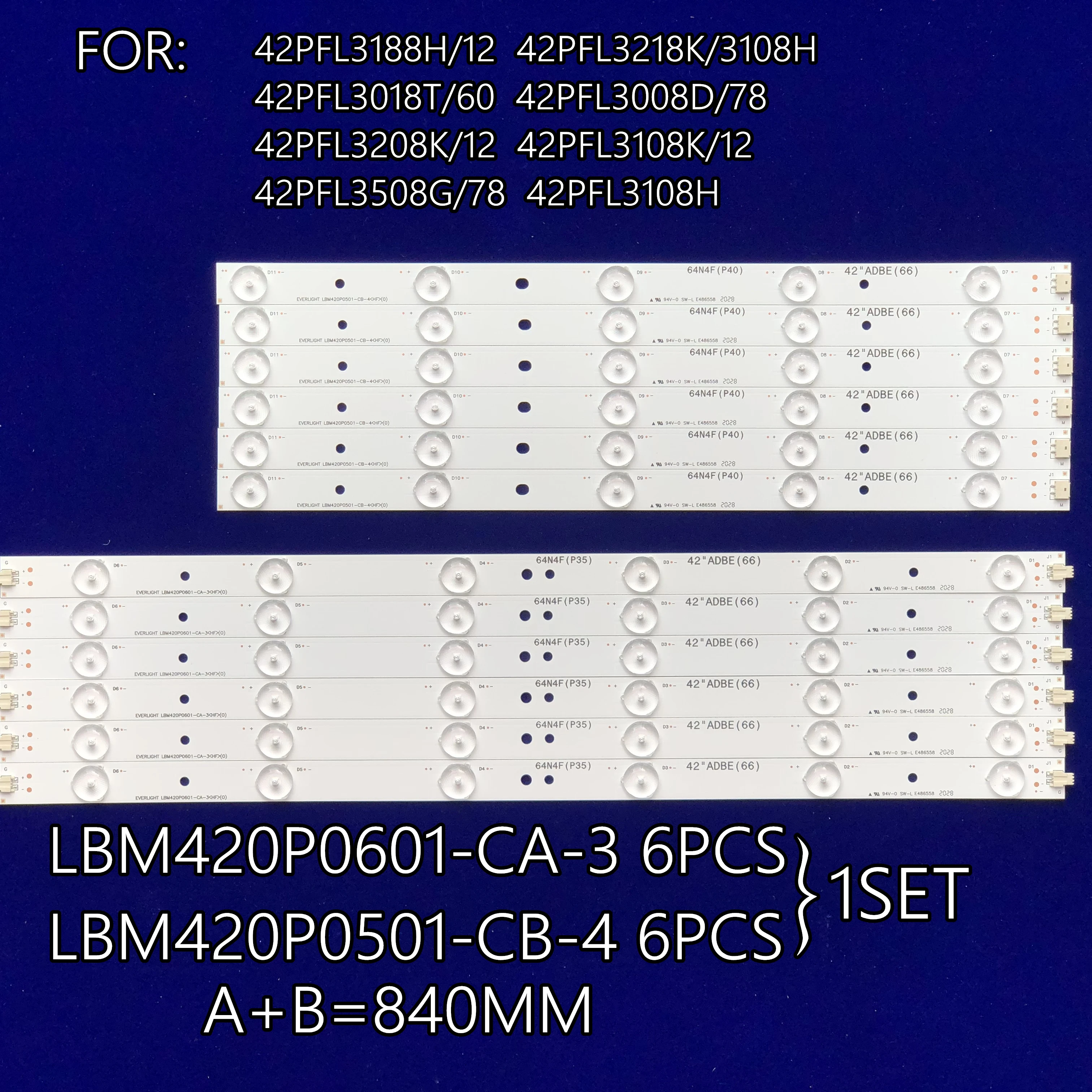 

Светодиодная лента для 42PFL3008D/78 42PFL3008T 42PFL3018T 42PFL3208T/60 42PFL3108K 42PFL3188H 42PFL3208H/12 LBM420P0601 LBM420P0501