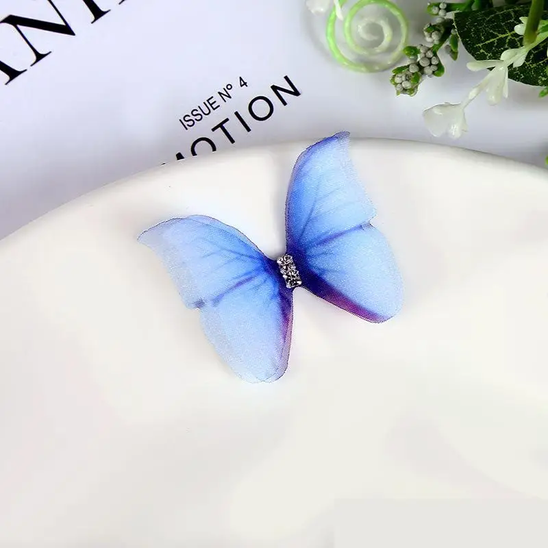 100 sztuk/partia Organza Butteflies sztuczna perły Handmade 50mm Swallowtail motyle ślubne motyle ślubne