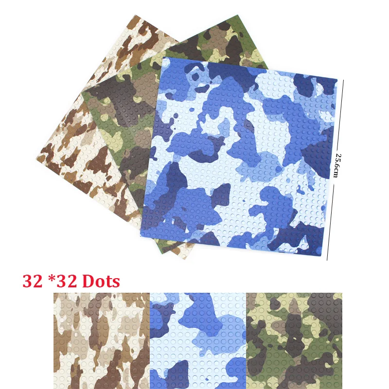 MOC Base Plate 32x32 Dots City Military Soldier Figures Classic Building Bricks Blocks SWAT Camouflage Scene Toys for Children